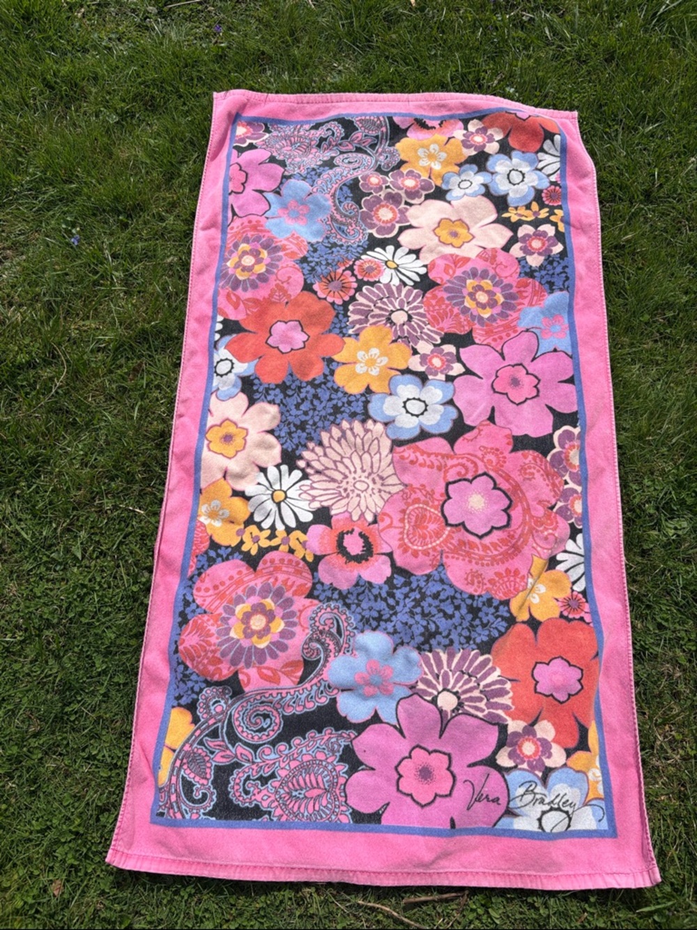 Vera Bradley Pink Multicolor Floral Beach Towel